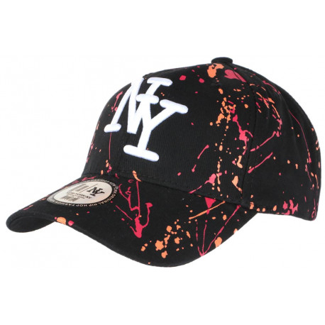 Casquette NY Rouge Orange et Noire Look Original Tags Baseball Paynter CASQUETTES Hip Hop Honour