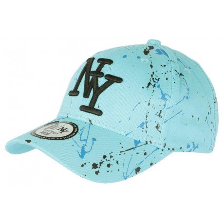 Casquette Baseball NY Motif Léopard Bleu Et Rouge - Taille Unique Réglable (56-60 Cm) - Polyester - Style Streetwear Hip-hop