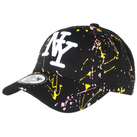 Casquette NY Jaune Rose et Noire Mode Originale Tags Baseball Paynter CASQUETTES Hip Hop Honour