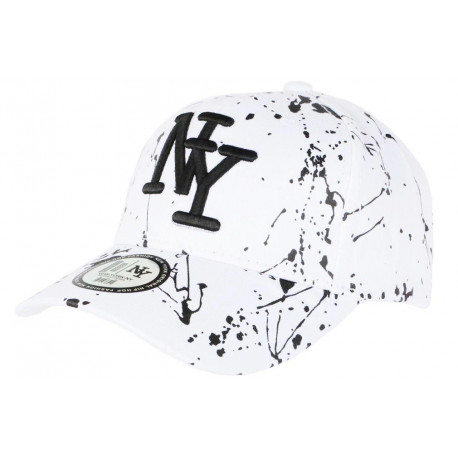 Casquette NY Blanche et Noire Mode Originale Fashion Tags Baseball Paynter CASQUETTES Hip Hop Honour