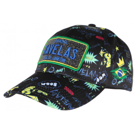 Casquette Favelas Noire et Bleue Brasil Rio de Janeiro Baseball Fashion CASQUETTES SKR