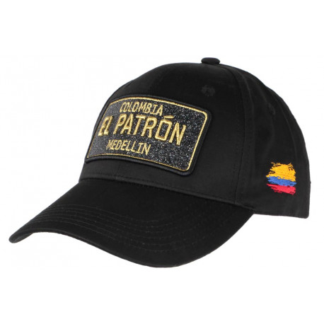 Casquette El Patron Colombia Noire et Doree Strass Medellin Baseball CASQUETTES SKR