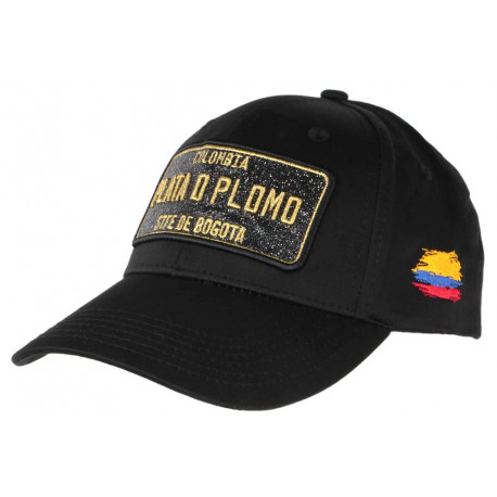 Casquette Plata o Plomo Colombia Noire et Doree Strass Bogota Baseball CASQUETTES SKR