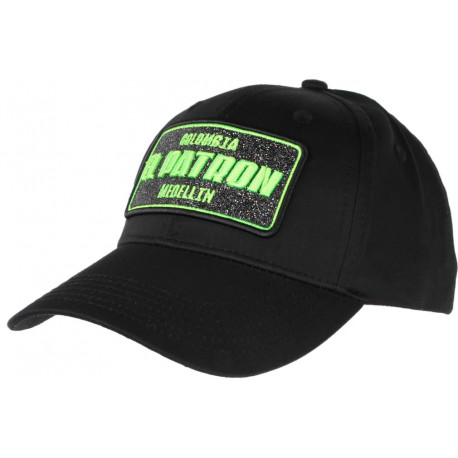 Casquette El Patron Medellin Vert FLuo et Noire Strass Colombia Baseball CASQUETTES SKR