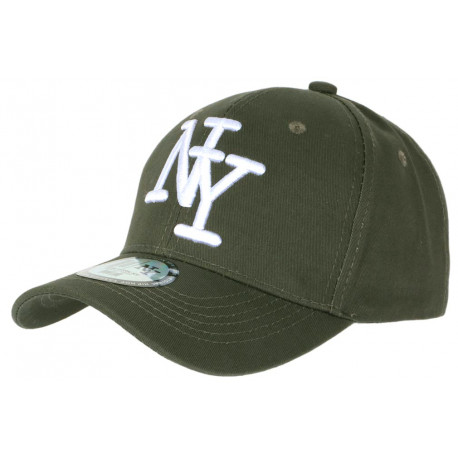 Casquette NY Vert Kaki et Blanche Tendance Visiere Baseball Stazky CASQUETTES Hip Hop Honour