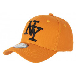 Casquette NY Orange et Noire Tendance Visiere Baseball Stazky CASQUETTES Hip Hop Honour