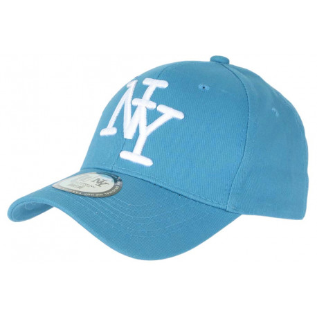 Casquette NY Bleu Azur et Blanche Tendance Visiere Baseball Stazky CASQUETTES Hip Hop Honour