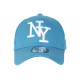 Casquette NY Bleu Azur et Blanche Tendance Visiere Baseball Stazky CASQUETTES Hip Hop Honour