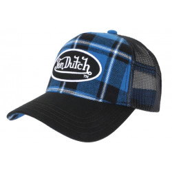 Casquette Von Dutch Bleue et Noire Carreaux Retro Baseball Car CASQUETTES VON DUTCH