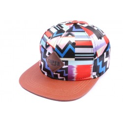 Snapback JBB couture géometrie bleu visière marron ANCIENNES COLLECTIONS divers