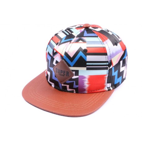 Snapback JBB couture géometrie bleu visière marron ANCIENNES COLLECTIONS divers