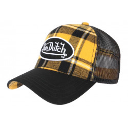 Casquette Von Dutch Jaune et Noire Carreaux Vintage Baseball Car CASQUETTES VON DUTCH