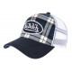 Casquette Von Dutch Blanche et Bleue Carreaux Retro Trucker Baseball Car CASQUETTES VON DUTCH