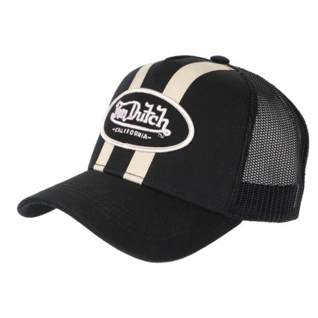 Casquette Von Dutch Noire et Beige Visiere Baseball Tendance Stripe CASQUETTES VON DUTCH