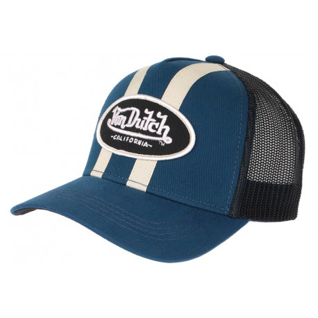 Casquette Von Dutch Bleu Marine et Beige Filet Baseball Tendance Stripe CASQUETTES VON DUTCH