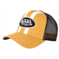 Casquette Von Dutch Jaune et Noire Filet Baseball Fashion Stripe CASQUETTES VON DUTCH