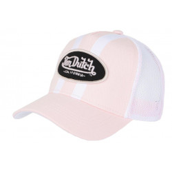 Casquette Von Dutch Rose et Blanche Trucker Baseball Fashion Stripe CASQUETTES VON DUTCH