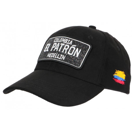 Casquette El Patron Noire et Argent Strass Effet Daim Medellin Baseball CASQUETTES SKR