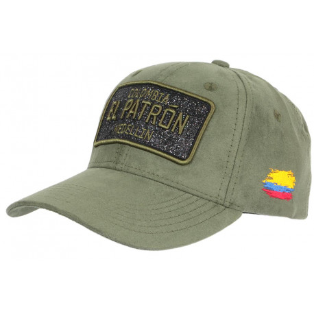 Casquette El Patron Verte et Noire Strass Effet Daim Colombia Medellin Baseball CASQUETTES SKR