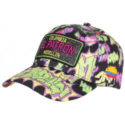 Casquette El Patron Jaune Fluo et Noire Streetwear Medellin Colombia Baseball CASQUETTES SKR