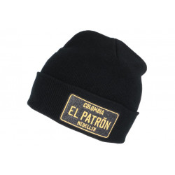 Bonnet El Patron Noir et Doré Design Streetwear Colombia Medellin BONNETS Hip Hop Honour