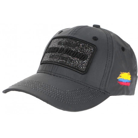 Casquette Plata o Plomo Grise Toile Reflechissante Strass Noir Colombia Baseball CASQUETTES SKR