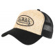 Casquette Von Dutch Paille Beige et Noire Original Custom Baseball Trucker CASQUETTES VON DUTCH