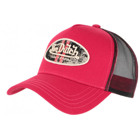 Casquette Von Dutch Rouge et Noire Originale Trucker Baseball Log CASQUETTES VON DUTCH