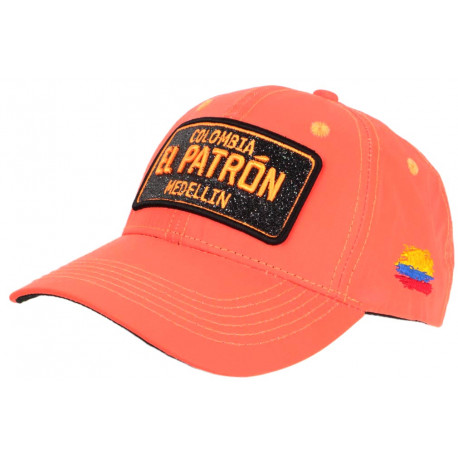 Casquette El Patron Orange Fluo Strass Noir Medellin Colombia Baseball CASQUETTES SKR