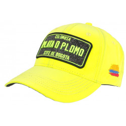 Casquette Plata o Plomo Jaune Fluo et Strass Noir Colombia Baseball CASQUETTES SKR