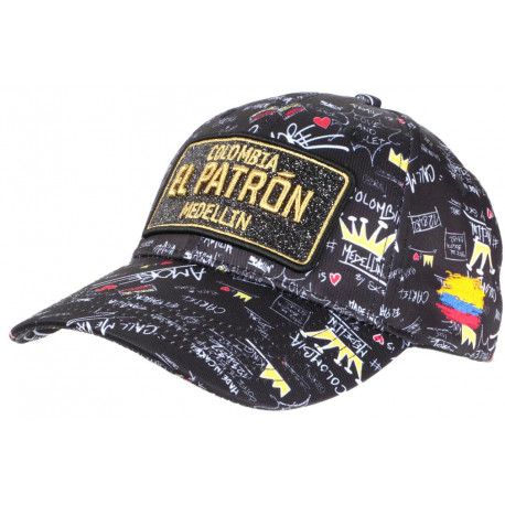 Casquette El Patron Noire et Dorée Strass Streetwear Colombia Medellin Baseball CASQUETTES SKR