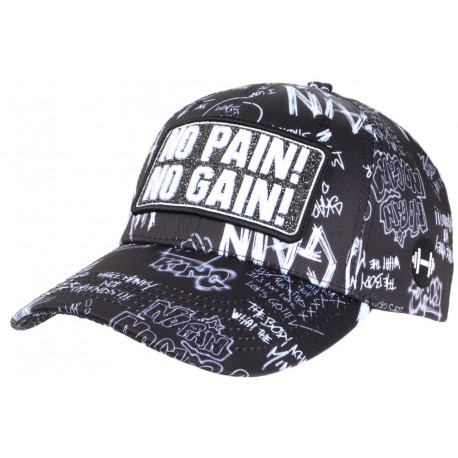 Casquette No Pain No Gain Noire et Grise Streetwear Baseball Fashion CASQUETTES SKR