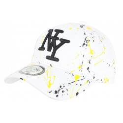 Casquette NY Blanche et Jaune Print Original Fashion Tags Baseball Paynter CASQUETTES Hip Hop Honour