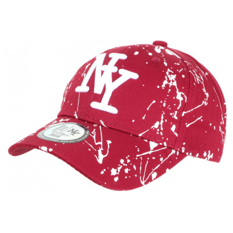 Casquette NY Bordeaux et Blanche Print Tags Streetwear Baseball Paynter ANCIENNES COLLECTIONS divers