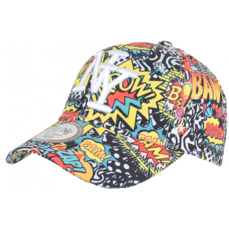 Casquette NY Blanche et Jaune Originale Cartoons Baseball Bang Boum CASQUETTES Hip Hop Honour