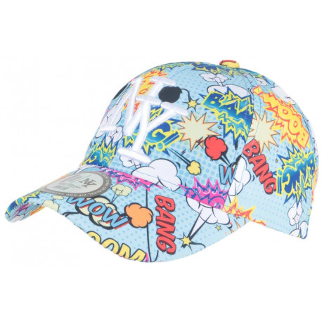 Casquette NY Bleue et Jaune Graphisme Pop Art Baseball Bang Boom ANCIENNES COLLECTIONS divers