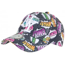 Casquette NY Noire et Violette Design Pop Art Cartoons Baseball Bang Boom ANCIENNES COLLECTIONS divers