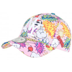 Casquette NY Rose Bonbon Graphisme Pop Art Cartoons Baseball Wow Boom CASQUETTES Hip Hop Honour