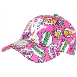 Casquette NY Rose Fuchsia Pop Art Print Cartoons Baseball What Boom CASQUETTES Hip Hop Honour