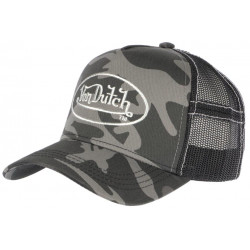 Casquette Von Dutch Camouflage Gris Ecusson Argent Custom Baseball Cam CASQUETTES VON DUTCH