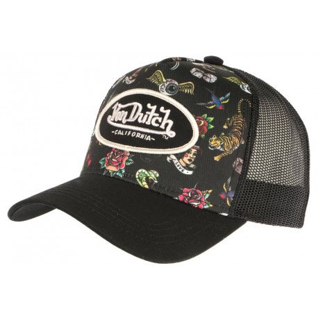 Casquette Von Dutch Noire Design Original Custom Trucker Baseball Tat CASQUETTES VON DUTCH