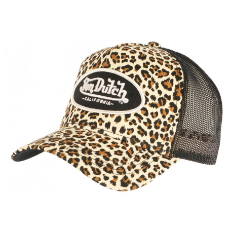 Casquette Von Dutch Leopard Beige et Noire Fashion Trucker Baseball CASQUETTES VON DUTCH