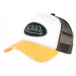 Casquette Von Dutch Orange et Blanche Fashion Trucker Noir Baseball Summer CASQUETTES VON DUTCH