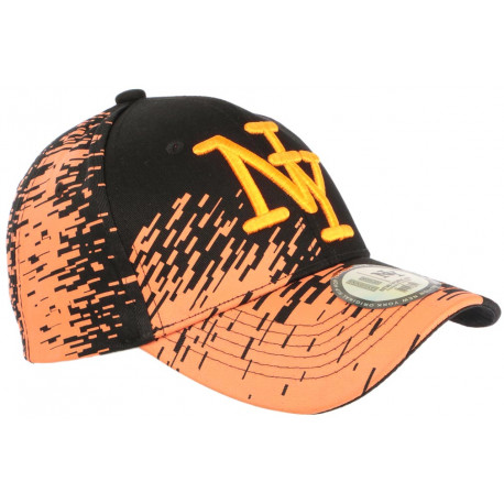 Casquette NY Orange Tags Noirs City Tendance Baseball Noryk CASQUETTES Hip Hop Honour