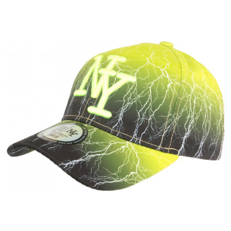 Casquette Enfant Jaune Fluo et Noire Eclyr Fashion NY Baseball de 7a 12 ans Casquette Enfant Hip Hop Honour