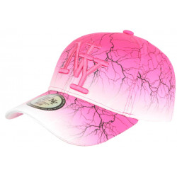 Casquette Enfant Rose Fluo et Blanche Eclyr Fashion NY Baseball de 7a 12 ans ANCIENNES COLLECTIONS divers