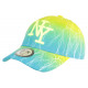 Casquette Enfant Bleue et Jaune Fluo Eclyr Fashion NY Baseball de 7a 12 ans Casquette Enfant Hip Hop Honour