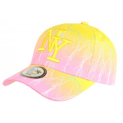 Casquette Enfant Jaune et Rose Fantaisie Eclyr NY Baseball de 7a 12 ans ANCIENNES COLLECTIONS divers