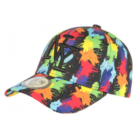 Casquette NY Noire et Rouge Patchwork Pop Art Baseball Arlyq CASQUETTES Hip Hop Honour