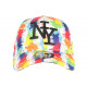 Casquette NY Blanche et Rouge Patchwork Original Pop Art Baseball Arlyq CASQUETTES Hip Hop Honour